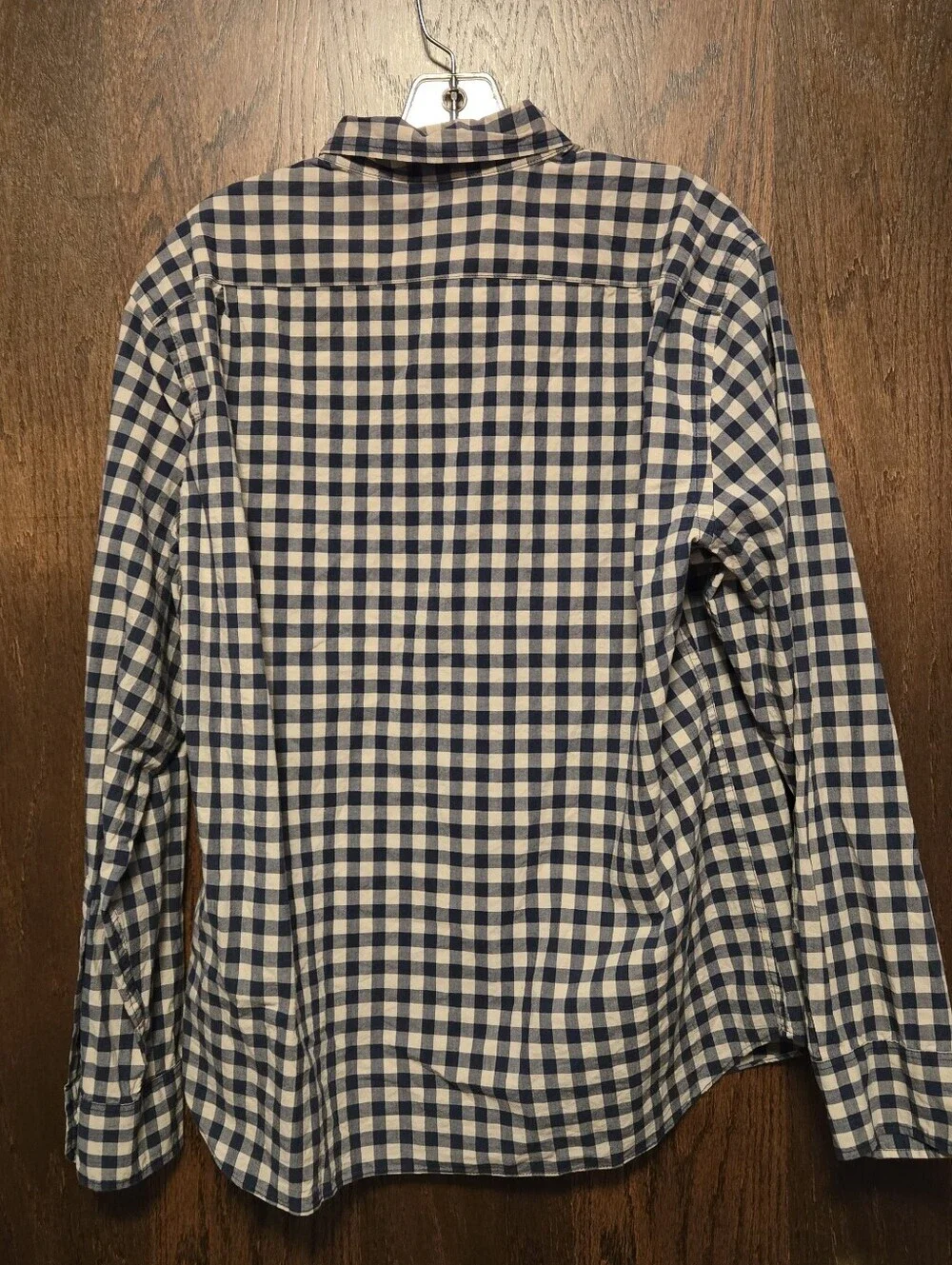 J Crew Men's Flex Washed Slim Untucked Navy and Cream Check Button-Down Shirt